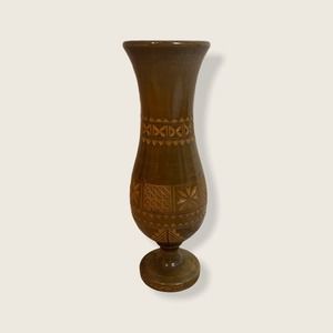 Hand carved wooden vase MCM